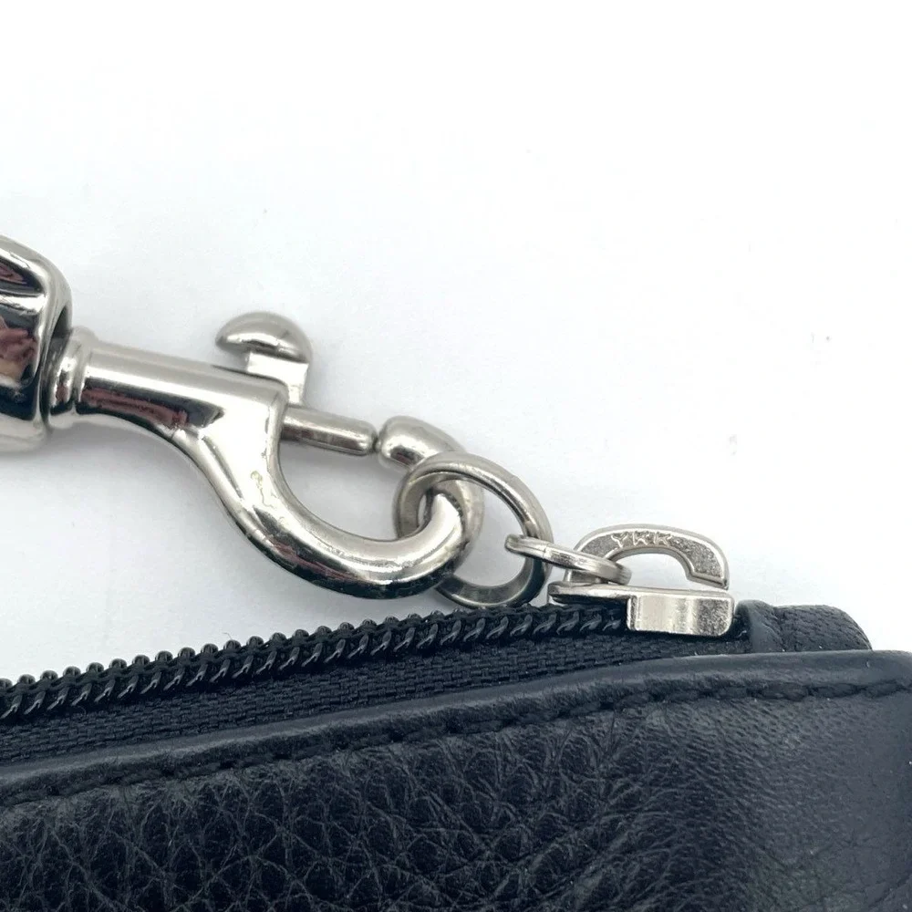 Coach Women's Chelsea Turnlock Pebble Leather Wristlet Black Silver Hardware